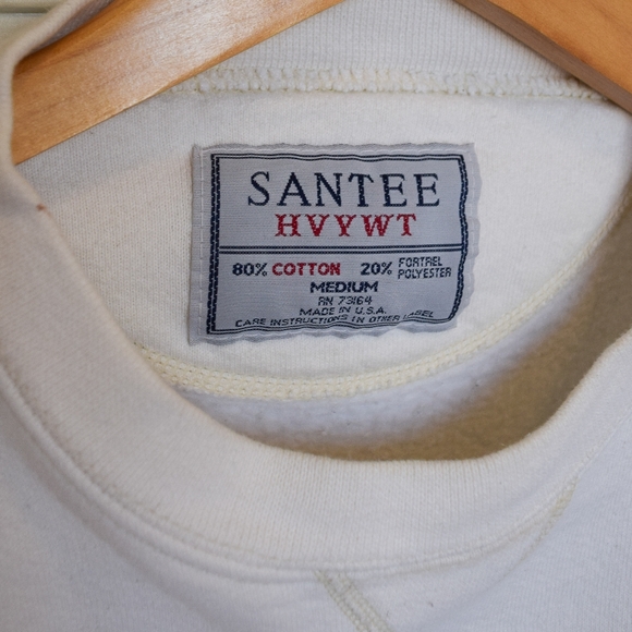 Vintage Santee Mustang embroidered emblem white oversized pullover crewneck - Picture 3 of 7